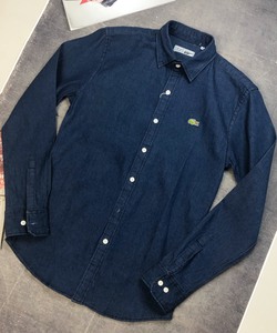 Sơ mi denim dài tay Lacoste xanh đậm chính hãng