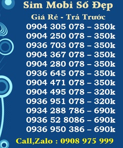 Sim mobifone số đẹp giá rẻ, sim trả trước đầu 09, sim phong thủy.