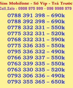 Sim mobi số vip giá rẻ, thần tài lộc phát, tam hoa tứ quý.
