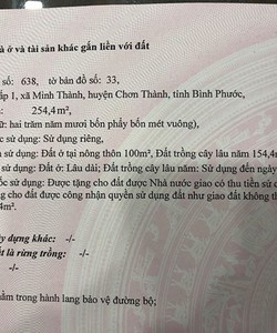 Chính chủ kẹt tiền càn bán đất thuộc khu vực Minh Thành Chơn Thành Bình Phước