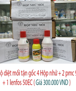 Bộ sản phẩm thuốc diệt mối tận gốc 4 Hộp nhử mối 2 PMC 90 1 lọ lenfos 50ec hiệu quả nhanh