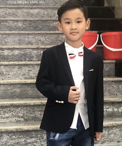 Áo vest bé trai họa tiết màu tím than 1 6 tuổi