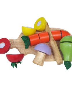 Bộ Đồ Chơi Cắt ra Dính lại bằng Gỗ, Cắt Hoa quả gỗ hàng XK