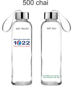 Bình nước thủy tinh 500ml giá rẻ được in logo theo yêu cầu tại Huế