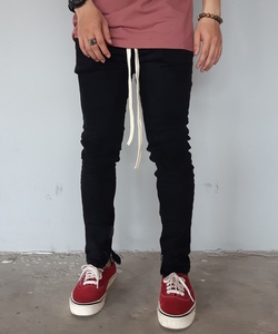 Quần Skinny Jeans Nam đen trơn Zipper