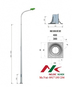 Cột thép BG (TC)cao 7mx3.5mm liền cần đơn vươn 1,5m