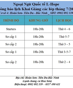 Tuyển sinh lớp tiếng Anh Trung Nhật Hàn Tiếng anh trẻ em