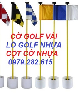 Bộ lỗ golf nhựa, cột cờ golf, lá cờ golf vải có trục nhựa