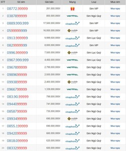 Sim Ngũ Quý Giữa số đẹp giá cực rẻ chỉ từ 960k