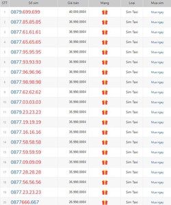 Sim Taxi 2, Taxi 3 số đẹp đa dạng loại số, đầu số