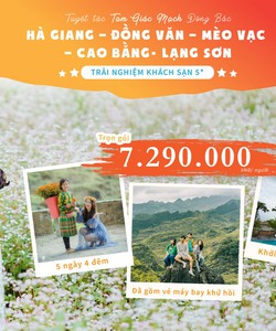 Tour Hà Giang Khách Sạn 5 Sao Trọn Gói chỉ 7tr290 bao gồm vé máy bay khứ hồi