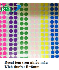 Decal tem size quần áo, decal tròn nhiều màu ở Hà Nội