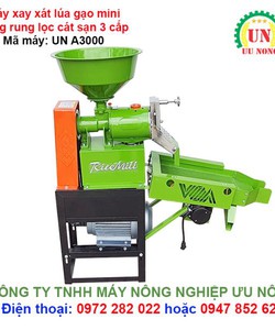 Máy xay xát lúa gạo mini sàng rung lọc cát sạn 3 cấp ưu nông