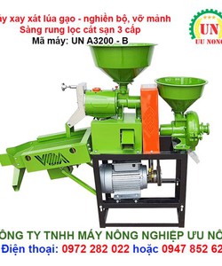 Máy xay xát lúa gạo 3 chức năng xát gạo Nghiền bột mịn, vỡ ngô, vỡ đỗ Sàng rung lọc cát sạn 3 cấp