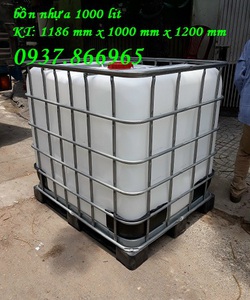 Bồn nhựa đựng nước màu trắng 1 khối, tank nhựa cũ IBC, bán tank nhựa nuôi ca koi,