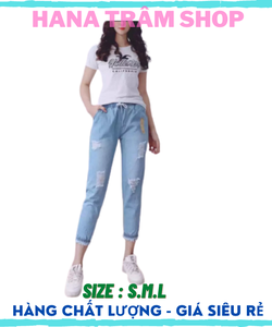 Quần Baggy Jean Nữ Lai Bo Tua 2 Màu