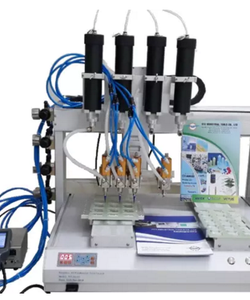 Máy bơm keo robot 4 vòi keo 2 jig gá HT AG 0402 2030