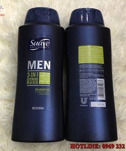 Sữa tắm gội Suave Men 3 in 1 Citrus Rush