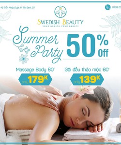 Spa Summer Party quận 1, giảm giá 50% tất cả các dịch vụ.