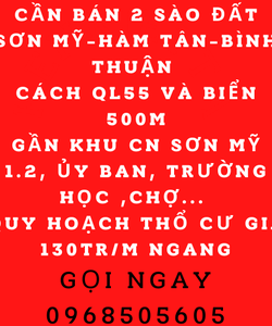 Bán gấp lô đất cách QL 55 Sơn Mỹ Hàm Tân Bình Thuận 500m. 130tr/m