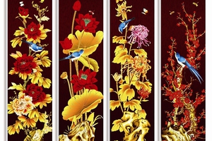 Tranh thêu chữ thập xuân hạ thu đông