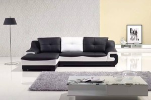Sofa góc 2 - da trắng đen