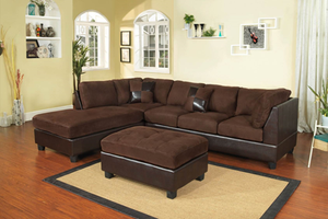 Sofa L/R + Ottoman + 2 Gối (Vải + PU) - Mã số 5050