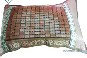 Gối tre + chiếu tre mắt nâu (hạt nâu)