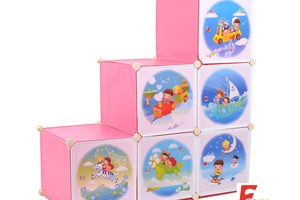 Tủ treo quần áo đa năng 6 ô màu hồng