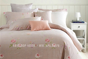 CG67 - Bộ chăn ga cotton lụa xuất Châu Âu 