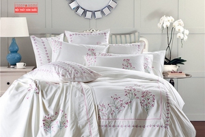 [Esoop Home] Bộ chăn ga thêu cao cấp
