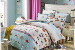 Bộ chăn ga gối cotton 100% Ô tô xinh