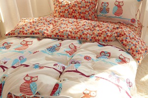 Bộ cú cam chăn ga gối cotton 100%