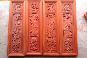 Tranh tứ  quý Phúc  Lộc Thọ Hỷ   gỗ  Hương Nam Phi
