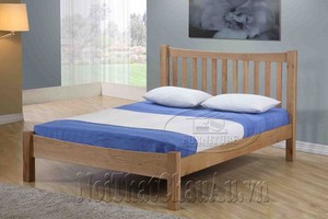 Giường ngủ gỗ sồi leverpool  kiểu đầu nan đuôi thấp