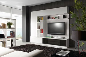 Nội thất phòng khách đẹp với các kệ gỗ trang trí