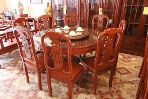 bộ bàn ăn ghế dây đàn gỗ hương, nội thất phòng ăn bằng gỗ hư