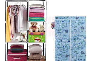 Tủ vải cỡ trung họa tiết Hàn Quốc -  2 buồng 5 ngăn