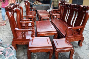 Bộ Bàn Ghế Gỗ Hương Vân Tay 10 Phun PU 6 món