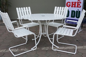Bộ bàn ghế sân vườn-ngoài trời (gỗ ngâm dầu hoặc sơn trắng)
