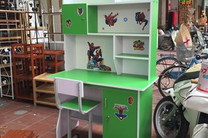 Bàn học sinh liền giá sách BLG10Min +Ghế - màu xanh cốm