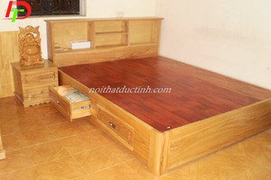 Mẫu giường ngủ có hộc kéo kết hợp kệ trang trí GN59