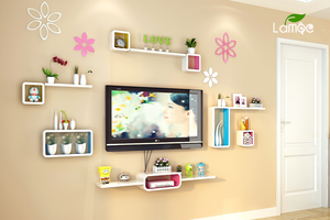 Kệ gỗ trang trí tivi treo tường phòng khách đẹp
