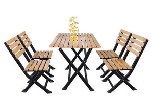 Bàn ghế xếp BGX001 gỗ chân sắt giá rẻ cho quán nhậu.
