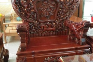 Bộ Bàn Ghế Rồng Đỉnh Gỗ Hương Đỏ 2m8.