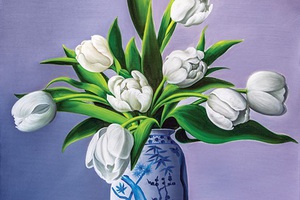 Tranh hoa tĩnh vật trang trí bàn ăn 001