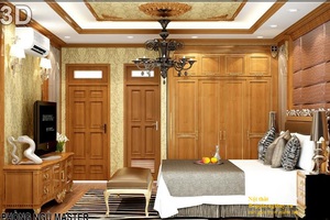 Tủ bếp gỗ gõ giá rẻ.