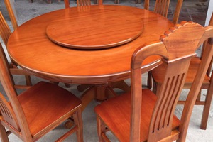 bộ bàn ghế ăn bàn tròn 120cm sáu ghế gỗ tự nhiên 