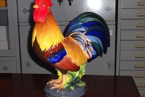 Tượng gà Đại cát (trống) số 1 trang trí màu 453501 Minh Long