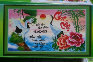 Tranh đính đá cha mẹ H891